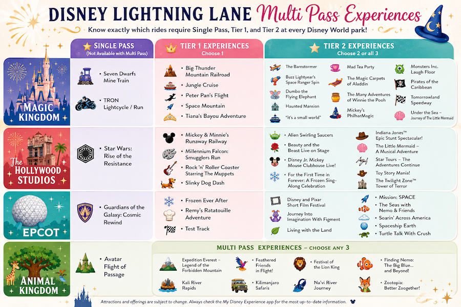 Disney Lightning Lane Multi Pass Experiences - Understanding Tiers
