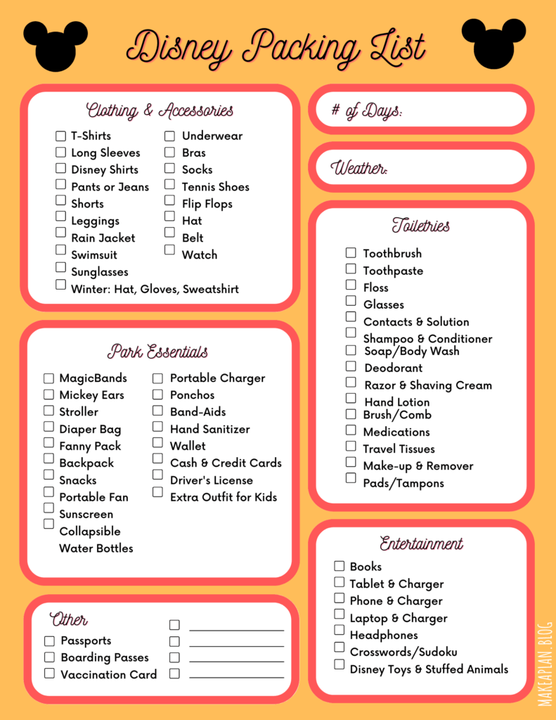 Everything You Need: Disney Packing List - Let's Make a Plan!