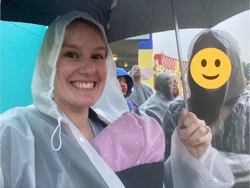 Disney with a newborn: disposable rain jacket